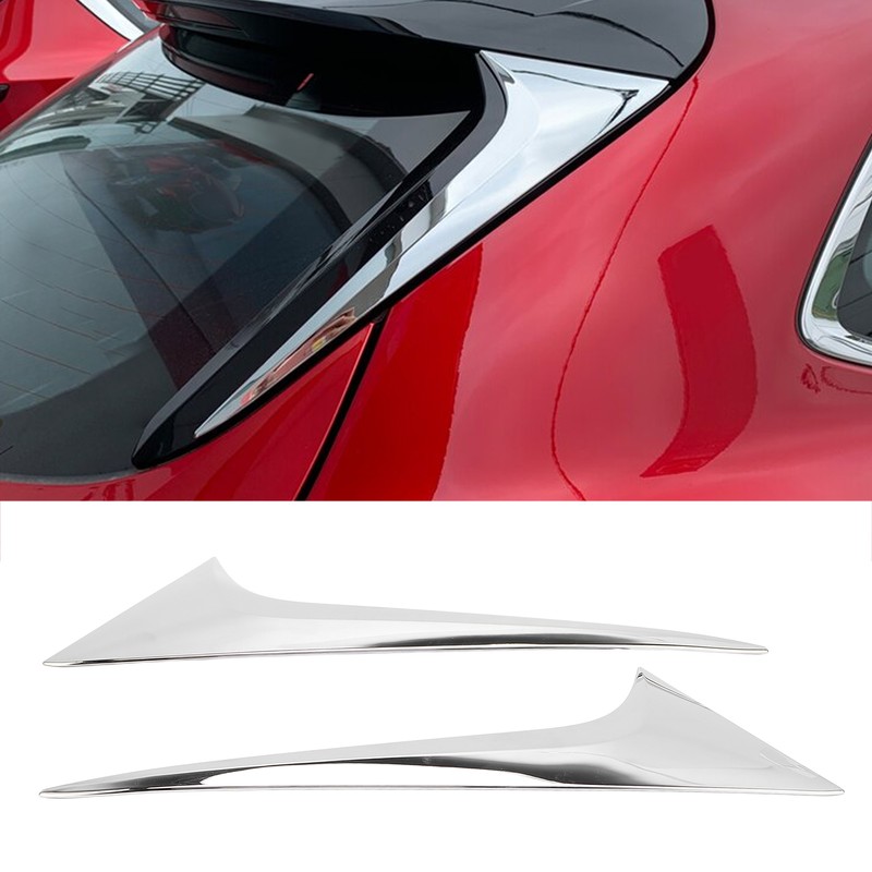 2Pcs/Set Rear Window Side Spoiler Wing Splitter Trim ABS Chrome