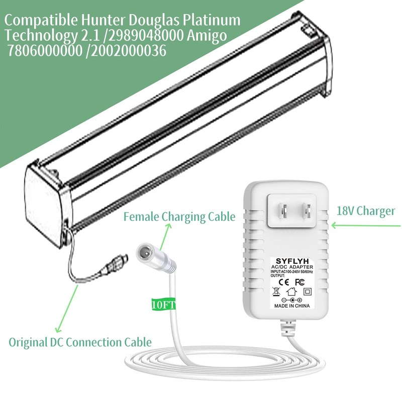 18V Charger for Hunter Douglas PowerView 2002000036 7806000000 2989048000 Amigo