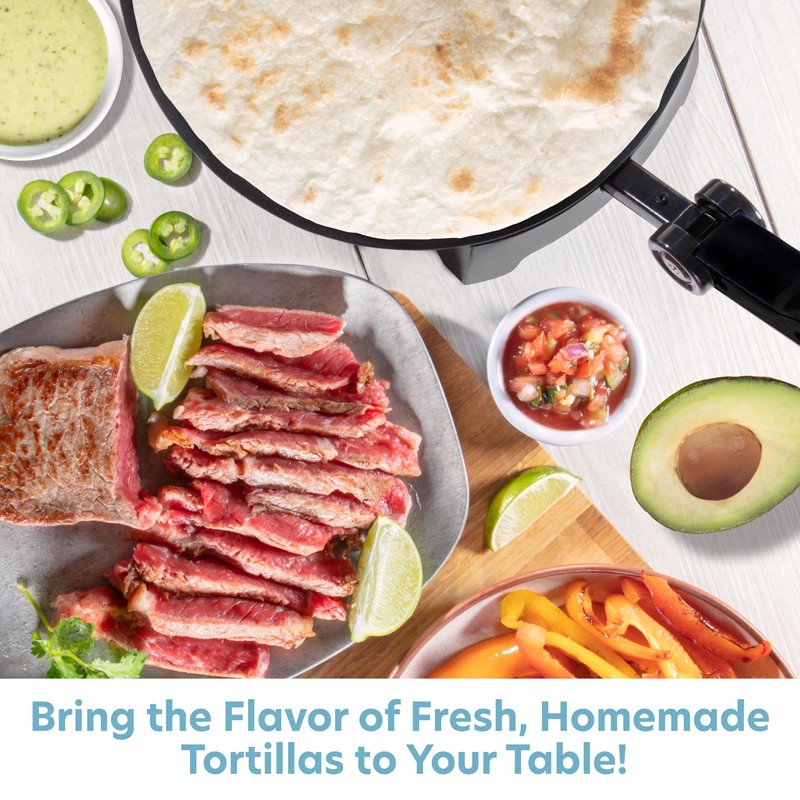 CucinaPro Electric Tortilla Maker - 10" Roti, Flatbread, Non-Stick Cooking