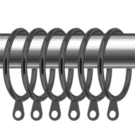 iCatchy Black Metal 30mm Curtian Ring Hanging Hooks for Smoothly Slidng Drapery Pole Rod Voile Net with Fixed Eyes (Pack of 36)