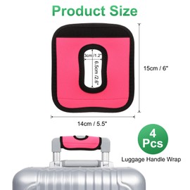 QUARKZMAN Luggage Handle Wrap, 4 Pieces Hollow Neoprene Handbag Handle Cover Protector Luggage Identifiers Suitcase Handle Wraps for Luggage Suitcase Travel Bags, Pink