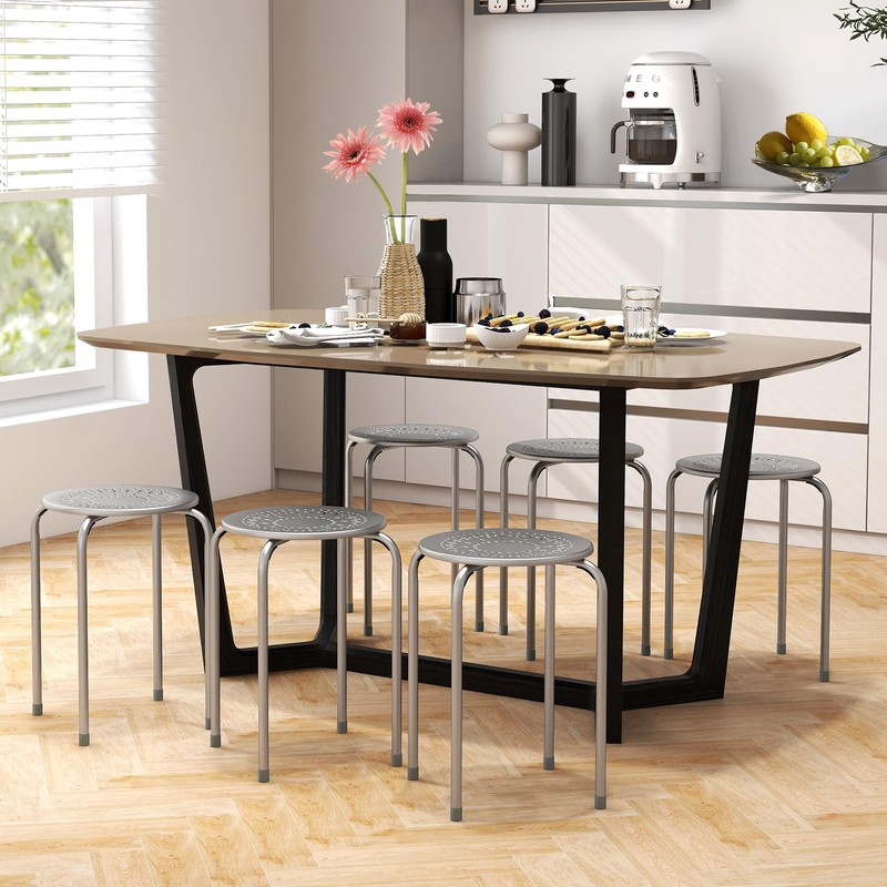 POWERSTONE Stackable Stools 6 Pack, Portable Stacking Bar Stools Iron