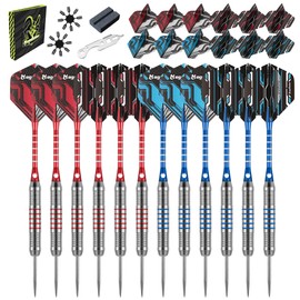 MageRabbit Dartpfeile Metallspitzen Set, 12 Stück, 22 Gramm, mit Aluminium Schäften, Extra Flights, Schraubenschlüssel