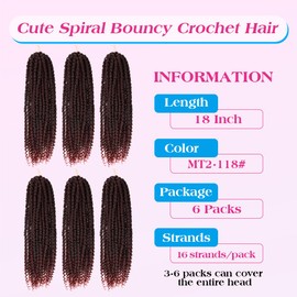 Passion Twist Crochet Hair 18inch Pre-Twisted Passion Twist Hair 96 Stands Pre-Looped Passion Twists Braiding Hair 6 Packs Reddish Brown Synthetic Passion Twist Crochet Braids Hair Extension (MT2/118#