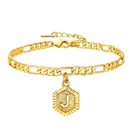 U7 Ankle Chain Bracelet Women Gold Anklet Initial J Womens Anklets