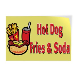 Decal Sticker Multiple Sizes Hot Dog Fries & Soda Restaurant Cafe Bar Restaurant & Food Hot Dog Fries Soda Outdoor Store Sign Yellow - 7inx5in,