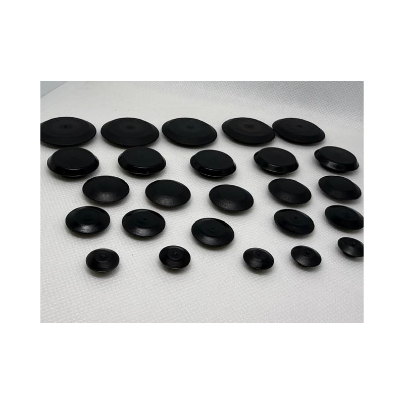 Black Flush Mount Hole Plugs, 25-Pack Assorted Sizes (1/4", 3/8",