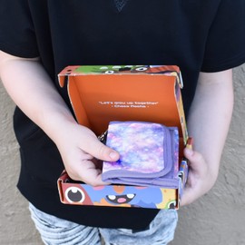 Choco Mocha Starry Sky Kids Wallets for Girls Ages 5-7 6-8 9-12, Little Girls Velcro Wallets with Lanyard Gift Box, Christmas Gift for Kids Girls, Purple