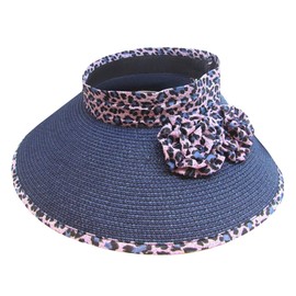 White Fang CA204 Wide Brim Visor Sun Visor Straw Hat Hat Leopard Pattern Stylish Ladies