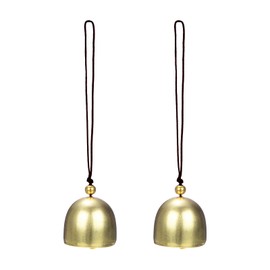 M METERXITY 2-Pack Hanging Bells, Small Decorative Bells Wind Chimes Vintage Bell Jingle Bells for Christmas/Home/Window/Door/Garden Decor, Hanging Bell Pendant [Gold, Coffee]