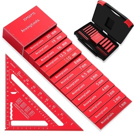 Metric Setup Blocks Height Gauge Set, 15pcs Precision Aluminum Setup Bars Guage Block Set Include Aluminum Alloy Triangle Ruler for Router and Table Saw Accessories Woodworking Set Up