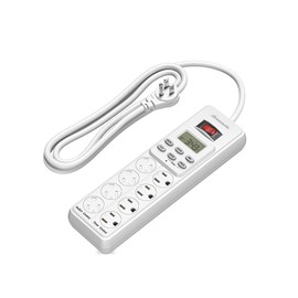 DEWENWILS 8 Outlet Power Strip with Timer (4 Timed/4 Always On), Indoor Digital Timer Outlet for Reptile Light, Turtle Grow Light, Bearded Dragon Tank, Aquarium, 6ft Flat Plug Cord, 15A, UL Listed