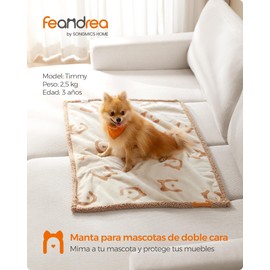 Feandrea Manta Impermeable para Perros, para Perros Minialtura y Pequeños, Gatos, 101 x 73 cm, M, Lavable a Máquina, Beige MPPB040K01