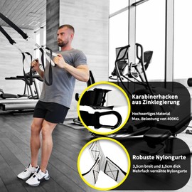 DH-FitLife Sling Trainer for Full Body Training, Sling Trainer Set for Strength Training & Home Workout, Bodyweight Resistance for Home & Travel, with Door Anchor, Carabiner Hook and Training Book