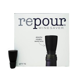 Repour Wine Saver and Stopper - Removes Oxygen, Preserving and Keeping Wine As Fresh As The Day The Bottle Was Opened - Black (72-Pack)