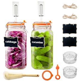 Fermentation Jar,2 Pack 64oz Glass Fermenting Kit with Fermenting Weights