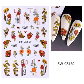 Fall Pumpkin Nail Stickers Autumn Maple Nail Art Stickers Thanksgiving Nail Decals Wheat Sunflower Nail Sticker Design Girls Women Nail Art Accessories for Thanksgiving Harvest Festival (pumkpin-03)