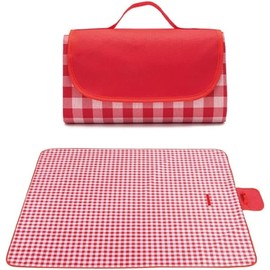 Picnic Mat,Large Sandproof Waterproof Camping Portable Travel Blanket, Foldable Blanket Beach Mat Handy for Outdoor Indoor Family Beach Park Grass,Hiking, Music Festiva (Red White Grid)