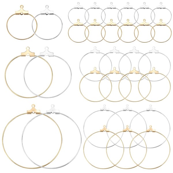 SOFPLATE 1 Box 60Pcs 6 Styles Round Beading Hoop Earrings