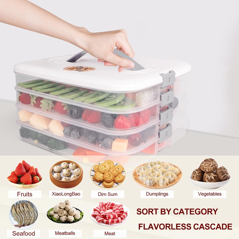 Liatinbo 4-Layer cookie carrier with lid and handle,dessert carrier dumpling