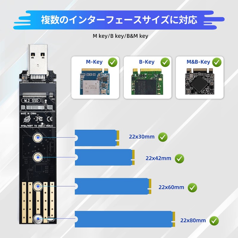 ELUTENG M.2 SSD USB Converter, Supports SATA NVME, USB3.1 10Gbps