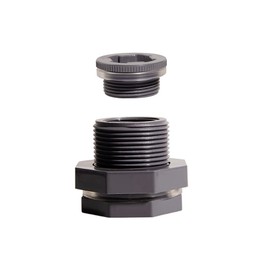 Ququyi 1/2 Inch PVC Bulkhead Water Tank Connector Adapter Fitting with Plugs Thru-Bulk Pipe Fitting for Rain Barrels, Aquariums, Ponds(Set of 1)