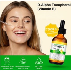 SinceReal Vitamin E Oil for Skin, 60ml Organic Vitamin E Oil for Face, Body, 75,000 IU, Moisturizing and Firming Skin