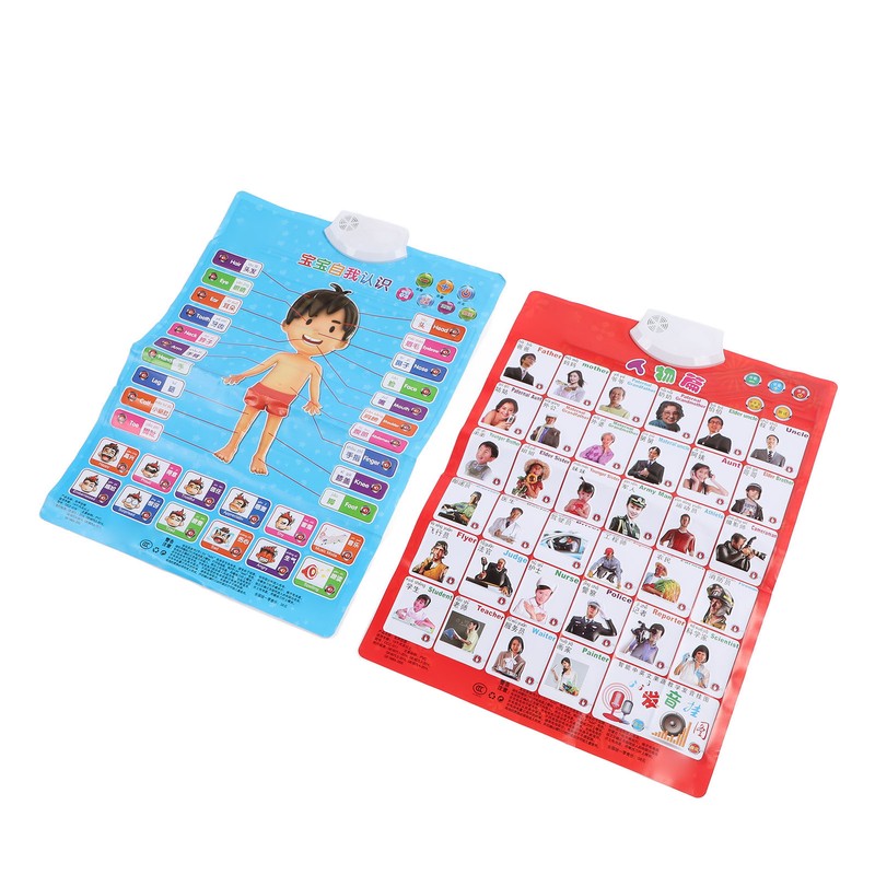 2pcs Chinese English Phonics Posters Multipurpose Fun Early Education Self