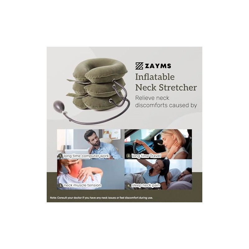 Collarín Cervical Inflable Ajustable Con Tracción Cervical, Extensor Cervical De