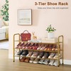 Hoctieon 3 Tier Durable Mesh Style Shoe Rack, Entryway Shoe