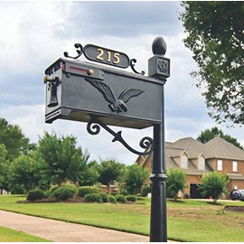 GSi Williamsburg Decorative Mailbox Address Plate | Door Number Plate - Style 1 (Charleston) Cast Aluminum | Flat Black Finish with Stainless Steel Hardware | Numbers Sold Separately