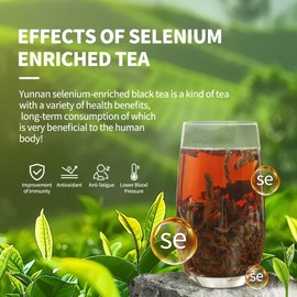 KHS Organic Selenium Tea, 3.17 OZ USDA Certified Chinese Yunnan Black Selenium-rich Tea, Health & Refreshment, No Dust Production Workshop, Natural Organic Planting Perfect for Hot Brew
