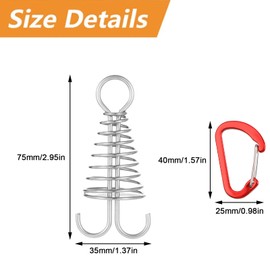 MOROBOR Deck Anchor Pegs, 10pcs Windproof Aluminium Alloy Fish Bone Tent Stakes with Spring Buckle Portable Wind Rope Anchor for Outdoor Camping