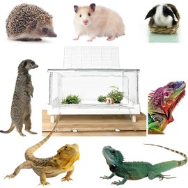 Hamster Cage & Guinea Pig Cages, Acrylic Cage for Small Animal Pets, Large Transparent Gerbil Cage and Habitats, Hedgehog, Dwarf Hamster, Rat, Mouse, Ferret, Bunny, Quail, Extendable, Stackable