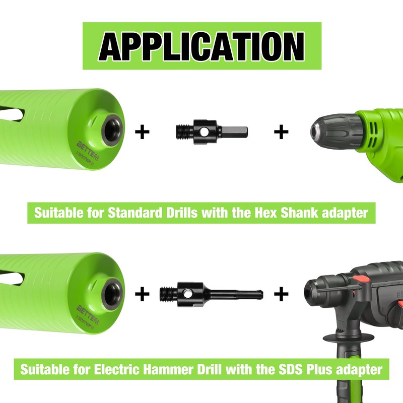 BETTERI 2Pcs Core Drill Bit Adapter with 11.81" Centering Drill