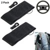 2 Black Lace-On Cover Grip Steering Wheel Stretch Vehicle Auto