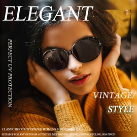 Joopin Pack of 2 Classic XL Women's Sunglasses Polarised Vintage Oversized UV400 Protection Glasses with Large Frame, Black and blue amber/black, Unit size