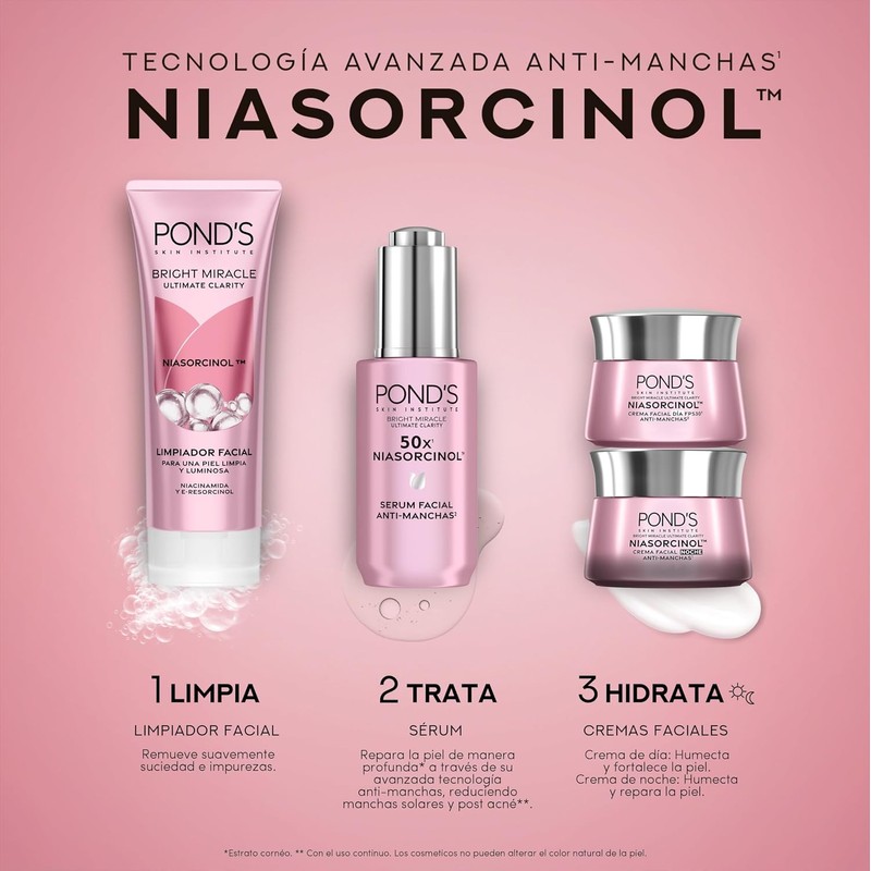 POND'S Bright Miracle Rutina Completa de 4 pasos con NIASORCINOL