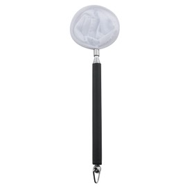 DGZZI Aquarium Fishing Net, Round Black, Stainless Steel, Telescopic Handle, Compact, 4.5-5.0 cm, 46 cm, 25g, Safe for Fish