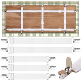 Tablecloth Clips Hidden Strap 5 Pack, 2 sizes Adjustable Elasticity Picnic Table Cloth Holder Clip Bed Sheet Clips Indoor Outdoor for Thick Tables, Picnic Covers, Camping, RVs Essential Accessories.