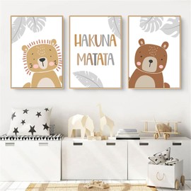 CULASIGN Set of 3 Posters for Children's Room, Forest Animals Pictures, Baby Room Decoration, Boy Girl, Animals Children's Poster Set, Wall Pictures, DIN A4, Children's Pictures without Picture Frame