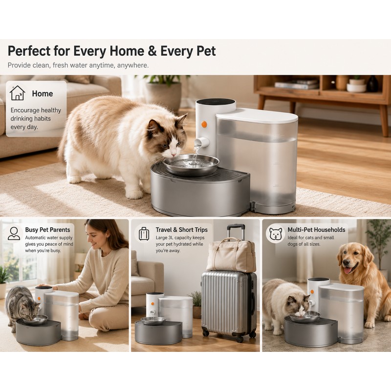 New Stainless Steel Bowl Pet Intelligent Peering Water Dispenser Automatic