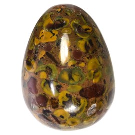 HQRP 2.3" Ajooba Azubalite Fruit Jasper Egg Polished Natural Conglomerate Gemstone Fossil Crystal Mineral Specimen - India + Stand (1PC)