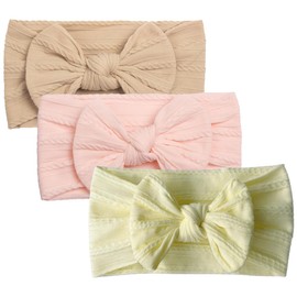 WBZOWRB Pack of 3 Hair Band Baby Girl Baby Turban Headband for Newborns, Baby Headbands, Baby Girl Bows, Soft Bow Headwear, Elastic Hair Bands
