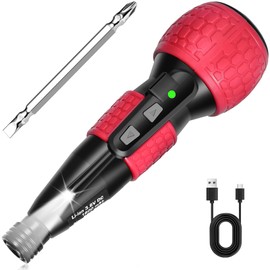 3.6V Cordless Electric Screwdriver, 1pc Magnetic Dual-Head Rust-Proof Electroplated Pearl Chrome S2 Bit, 3.5Nm Torque Automatic Manual All in One with LED Light & Genuine USB-C Charging – Red
