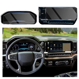 CDEFG 2022-2024 2025 Silverado Screen Protector for 2025 Silverado Sierra Truck 13.4 Inch Touch Screen Protector Foils Navigation Display Screen Protective Film Tempered Glass 2022-2025 Silverado Sierra Accessories (3PCS for 2 Screens)