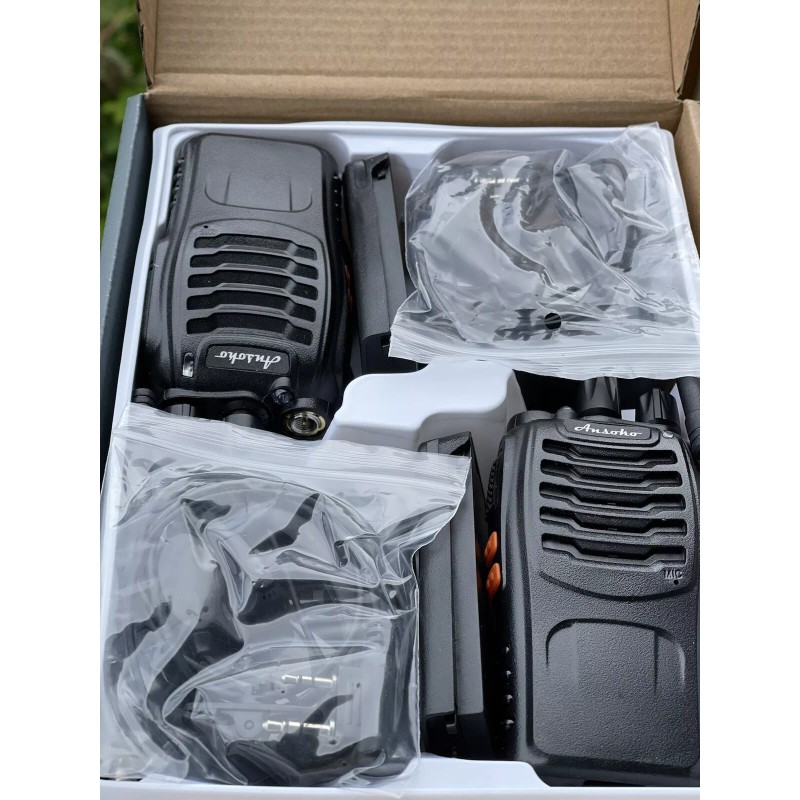 Ansoko 888S Black Walkie Talkie Rechargable Two Way Radio UHF