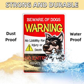 Covzoe 3 Pieces Beware of Dogs Signs, 14 x 10 Inch No Entry on Private Property Aluminum Sign for Fence, Weatherproof Warning Dog Sign for Garden Garage Yard Wall Decor, Fade Resistant, Easy Mounting