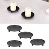 4pcs Iron Plate Candle Holder Retro Modern Round Black Matte