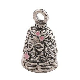 Lady Skull with Pink Enamel Guardian Bell Motorcycle Accessory